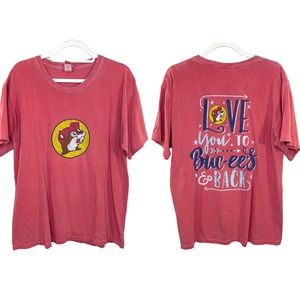 Buc-ee's Texas Unisex Size L Tee Dark Pink T-Shirt Broken In Soft Love You